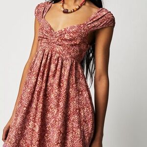 Free People Pink Patterned Mini Dress
